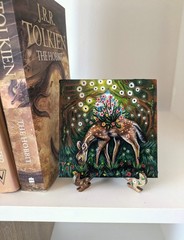 Original Acrylic Painting, Fawn in a Magical Forest, Fantasy, Whimsy Art, Deer