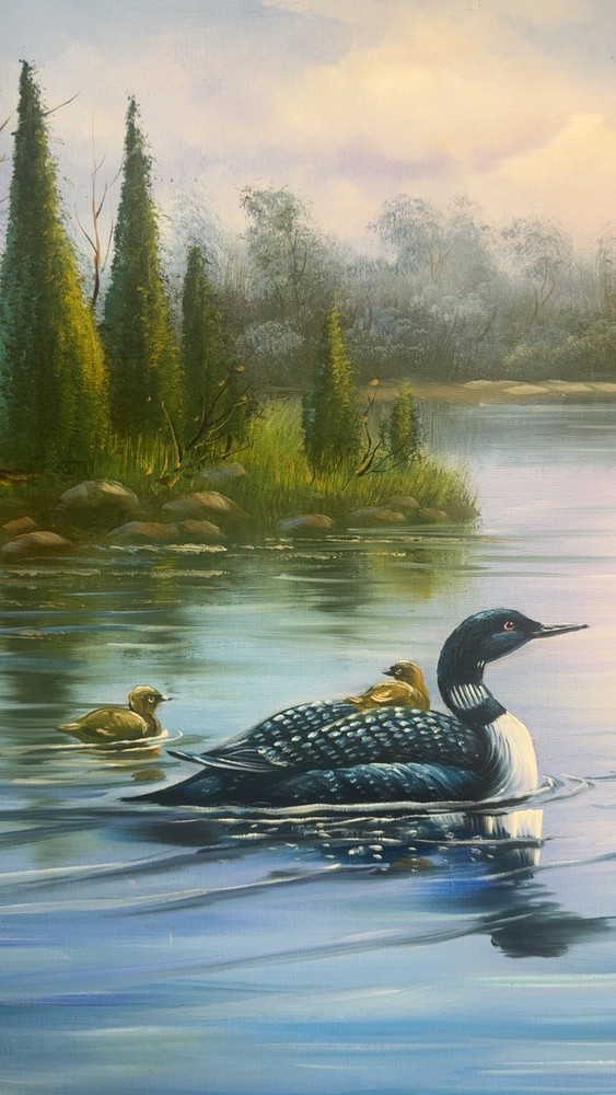 Original Duck Framed Oil Painting On Canvas 24×36