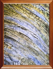 Original Arts Painting Landscape COLORFUL STONES REFLEX WATER Seascape Signed A4