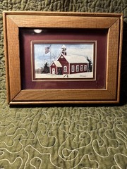 Original Water Color Red Schoolhouse Signed Banczkowski double matted & framed