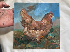 Acrylic painting ORIGINAL art Hen artwork Chicken Farm Animal Pet Signed 8×8