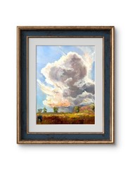 Skyscape Oil 12″x16″Expressionsim Abstract Storm Cloud Oil Canvas Design Art