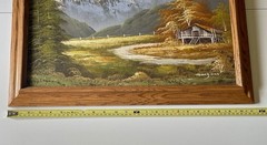 Vintage Original Oil Painting Mountain Landscape Signed MORGAN Framed 19×23.5″