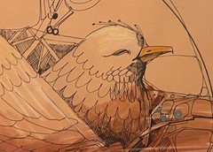 Vintage Mixed Media Print Calligraphy Watercolor Painting Bird Poem Welcome Home
