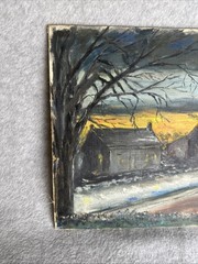 Unframed Moody Winter Landscape Oil Painting Art Canvas Koch Signed 16″ by 11″