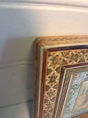 3 Vintage Persian Miniature Painting Khatam Marquetry Frame Hunting Chovgan Art