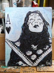 ONE AND ONLY ACE KISS Frehley original 8×10 card panel oil painting by Crowell