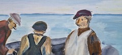 No: 1237 Oil Painting Artwork with Frame Maritime Landscape Sea People Boat