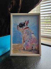 French Bulldog Original Oil Painting, Dog Art Work, Pet Portrait Paint, 5×7″