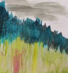 ORIGINAL FARM Landscape WATERCOLOR Painting JMW art John Williams Expressionism