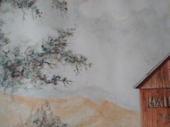 Vtg Americana Watercolor Painting Landmark Barn Signed Sylvia Obert Turner 1987