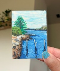 ACEO Original Hand Painted, „Perkins Cove“, 2.5 X 3.5 – Heather K Art