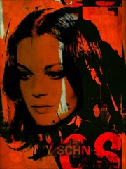 Motif Romy Schneider vintage orange exclusive XXL acrylic glass pictures 100×140 cm