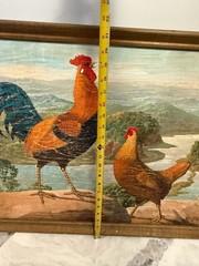 A. EMIL PRINZ (American, born 1856) Roosters Painting Landscape On Board Signed
