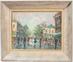 Lovely Mid Century French Impressionist Oil Painting Paris Street Scene, Signed!