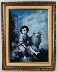 Vtg 1970’s Esteban Murillo’s Framed Color Art Print „The Good Shepherd“ 12X16