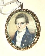 Miniature Portrait Lady Hand Painted Civil War Period Brooch Victorian Brooch
