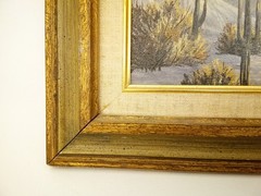 Vintage Helen L Reichle oil painting on board desert study #2 framed California