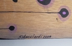 Original Sandra Mucciardi Art 2009 „Charlotte“ Goth Girl Green Face Signed Wood