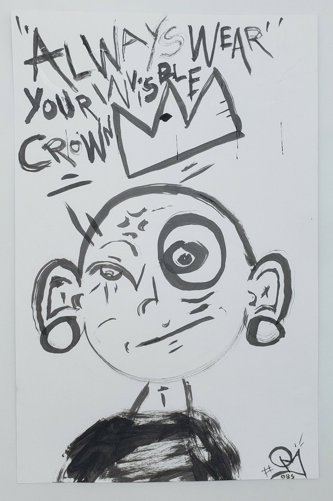 Original Outsider Art Acrylic Painting on paper by NYC graffiti artist BRUHSERKO