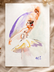 EUNETTE | Original Expressionist Ballerina Watercolor Painting | Signed OOAK