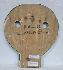 KEITH HARING ACRYLIC ON PLYWOOD DATED 1982 AMERICAN PAINTER IN GOOD CONDITION