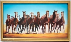 Stunning Gheorghe Astileanu Oil Painting of Running Horses, Fine & Rare!