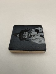 Vintage Halloween Witch Kid Original Oil Painting Art Miniature Scrabble OOAK
