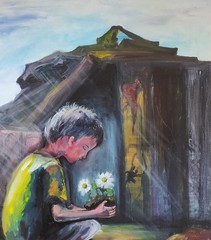 art 555 original painting oil on canvas – 70×50 cm (27.5×19.7 in) – Loss – boys