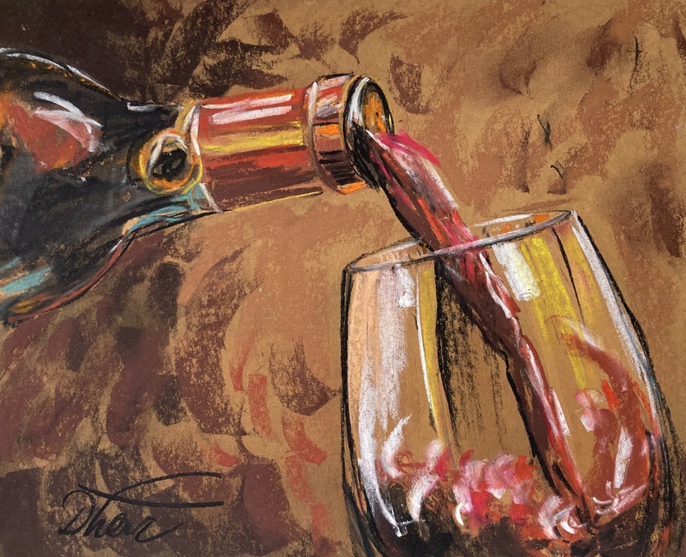 Pastel Painting Drawing Dorothy Laz a bottle of wine