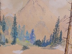 Original Watercolor Signed And Dated mountain landscape