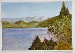 Original Lake Tahoe Watercolor Painting 7×10 Sierra Nevada Mountain Landscape Ar