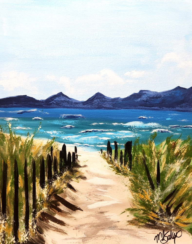 Coastal Beach Path Painting 16×20 Ocean Landscape Seaside Wall Art Original