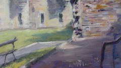 GERRY MILLER – „Castle Garden.“-oil painting“.40x30cm.Unframed. MDF Board.
