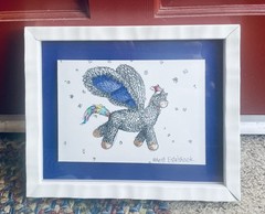 Brent Estabrook Holiday Unicorn Colored Sketch Framed Original