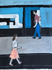 CHUCK GIBBON ALBUQUERQUE N.M. „PASSERS BY“ WATERCOLOR/PEN/INK 12″ X 8.5″ 2017