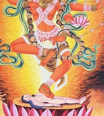 KURUKULLA DAKINI GICLÉE PRINT NEWARI THANGKA WITH HIGH-QUALITY SILK BROCADE