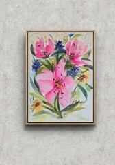 Original Signed Watercolor Painting. Floral. Roses. Pink. Wall art. Bouquet.
