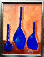 COLORFUL FIGURE STUDY Painting SWARTZMILLER DNA SIGNED ART CANVAS 22 X 33 FRAMED