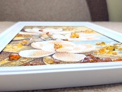Amber Painting Magnolia Blossom Natural Stones Handmade Art 25*34 cm
