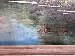 Matilda Signed Framed Impressionist Canvas Landscape Castle Bridge River, Small