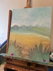 BLESSED#1500 Dessert Mountains with Hearts 16×20 Original Art Canvas Acrylic