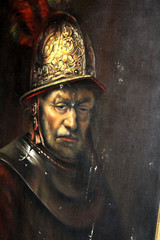 Vintage 1962 Oil Painting Man with the Golden Helmet Rembrandt Copy Gilt Frame