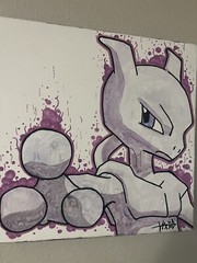 Mewtwo Pokémon Painting 16×16 Acrylic On Canvas Made By Me