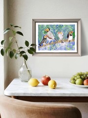 Zebra Finches Contemporary Impressionist Original Watercolor 11×14 Paper Signed