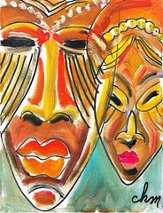 12 X 16 “Masques” Surrealism Expressionism Colorful Original Unique Art