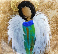 Guardian Angel Light Being on Ceramic Tile Magnet Art by Rain Crow