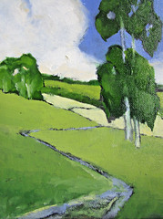 Lynne French Art CALIFORNIA EUCALYPTUS HILLS Signed Landscape O/C Painting 8X10