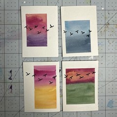 ACEO Original Art Card – Embroidered Birds – 1K to OK #112