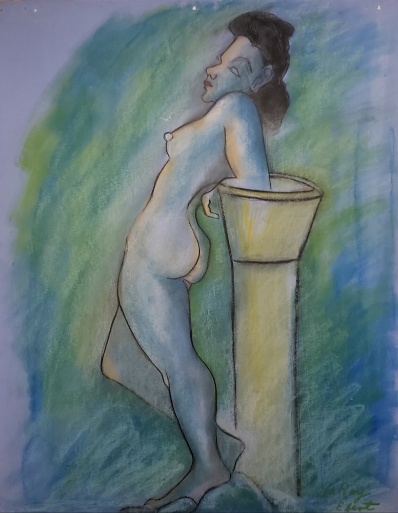 VINTAGE 1940s MID CENTURY MODERNISM AFRICAN AMERICAN PASTEL PAINTING LGBTQ INT